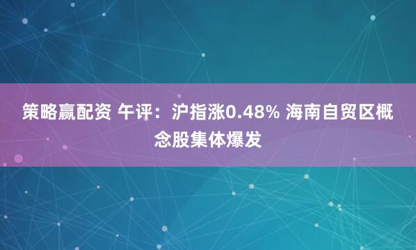 策略赢配资 午评：沪指涨0.48% 海南自贸区概念股集体爆发